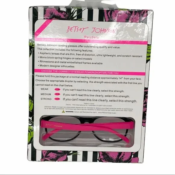 Betsey Johnson Reading Glasses, Strength +2.00 - Picture 3 of 5